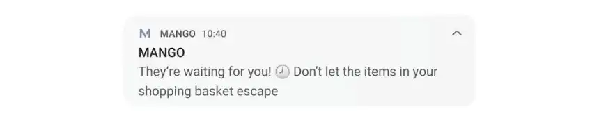 abandoned cart notification example in e-commerce
